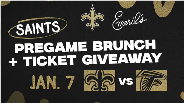 Saints Regular Season Finale Sweepstakes – Win Tickets For 4 To The Saints Versus Atlanta At The Caesars Superdome In New Orleans + More