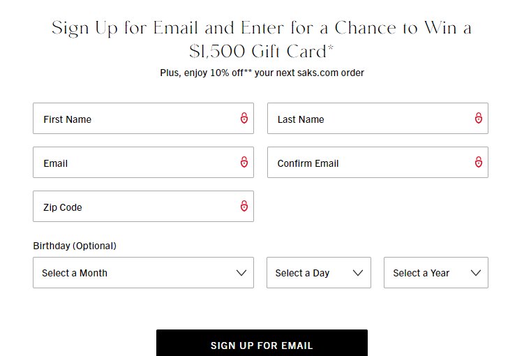 Saks Fifth Avenue Shopping Spree Sweepstakes - Win A $1,500 Saks Gift Card