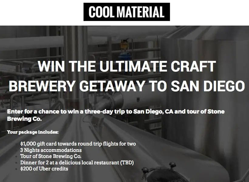 San Diego Craft Beer Getaway Trip Sweepstakes