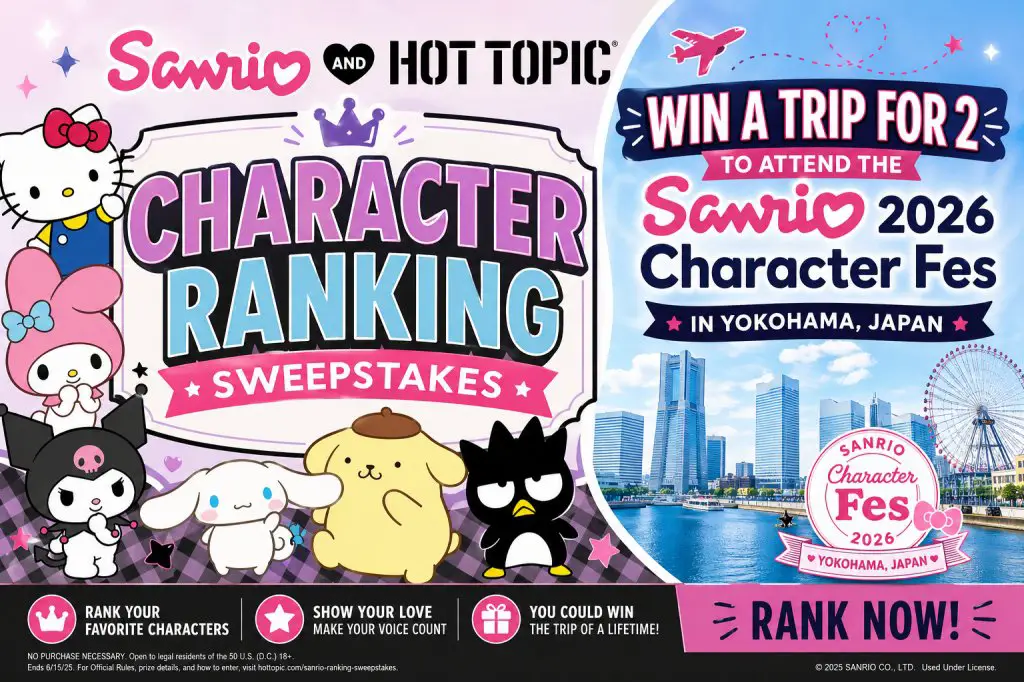 Sanrio And Hot Topic Character Ranking Sweepstakes – Win A Trip For 2 To Japan