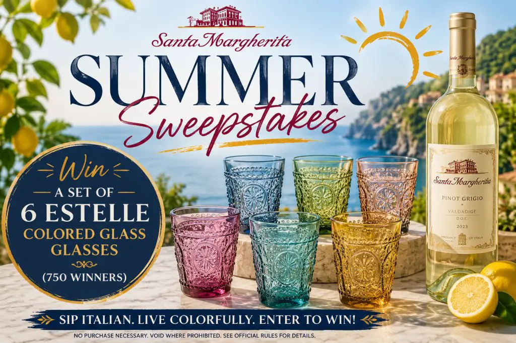 Santa Margherita Summer Sweepstakes – Win A Set Of 6 Estelle Colored Glass Glasses (750 Winners)