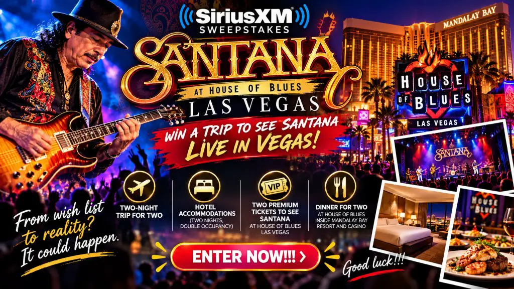 Santana At House Of Blues Las Vegas SiriusXM Sweepstakes – Win A 2-Night Trip For 2 To See Santana In Las Vegas