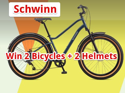 Schwinn Vega Giveaway Sweepstakes - win 2 Schwinn Vega bicycles + 2 bike helmets