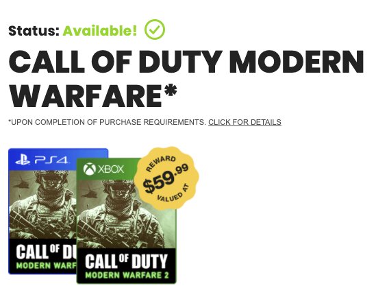 Score the Call of Duty Modern Warfare Game