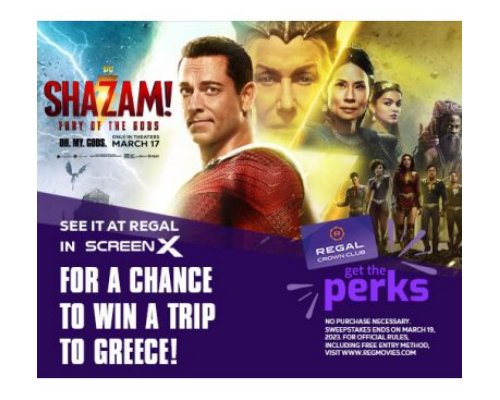 ScreenX Shazam! Fury of the Gods Sweepstakes - Win a Trip for 2 to Greece
