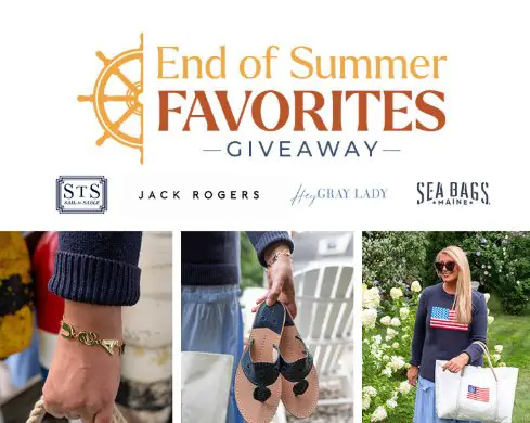 Sea Bags “End of Summer Favorites” Sweepstakes - Tote bag, sweater, sandals, and bracelet.