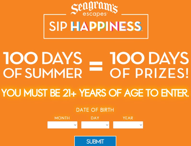 Seagram’s Escapes 100 Days Of Summer Instant Win & Sweepstakes