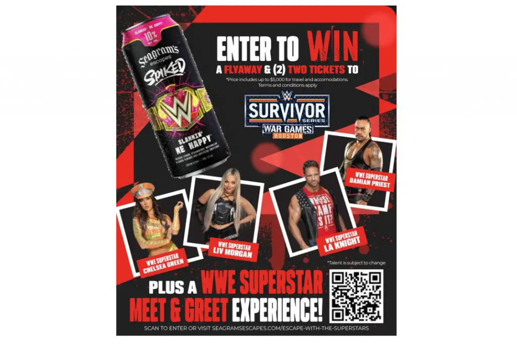 Seagram's Escapes Spiked Escape With The Superstars Sweepstakes - Win Two WWE Tickets & $5,000 (3 Winners)