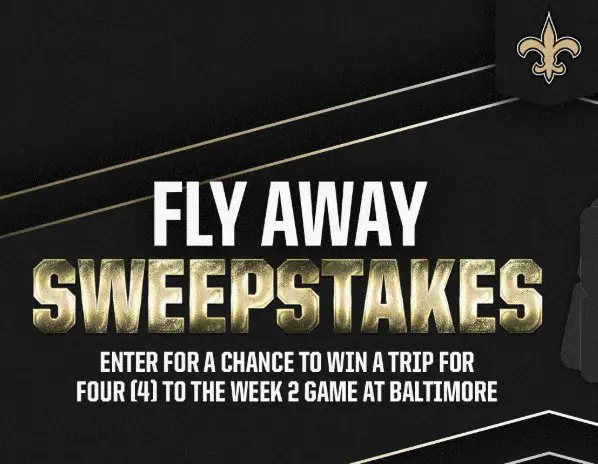 SeatGeek Saints Fly Away Sweepstakes - Win a Trip for 4 to Baltimore for a Saints vs. Ravens Game