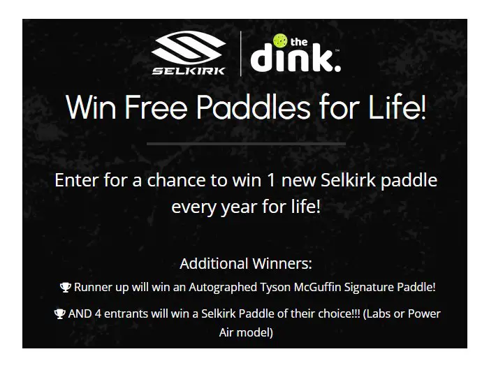Selkirk Giveaway - Win A New Paddle Every Year And More
