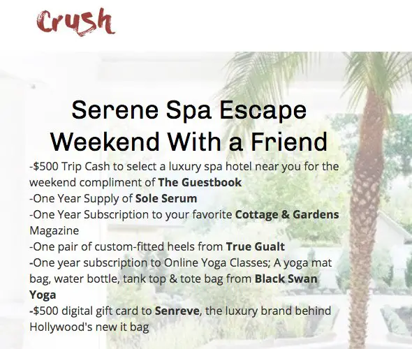 Serene Spa Escape Getaway Sweepstakes