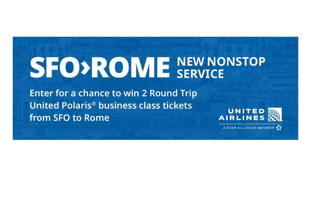 SFO Rome Giveaway - Win 2 Business Class Airline Tickets From San Francisco To Rome, Italy