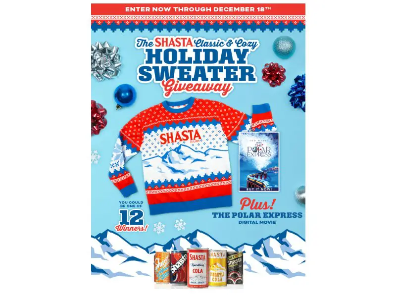 Shasta Classic & Cozy Holiday Sweater Giveaway - Win A Holiday Sweater & A Copy Of Polar Express (12 Winners)