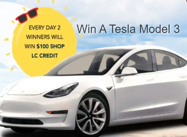 Shop LC Drive Your Dream Sweepstakes - Win A Tesla Model 3 Electric Car