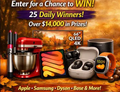 Shop LC Hello Fall Sweepstakes - Apple iPad Air, Dyson Multi‑Styler & Dryer, Samsung 65‑inch TV & More Up For Grabs