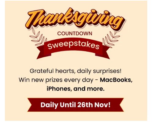 Shop LC Thanksgiving Countdown Sweepstakes - Win The Featured Prize Of The Day