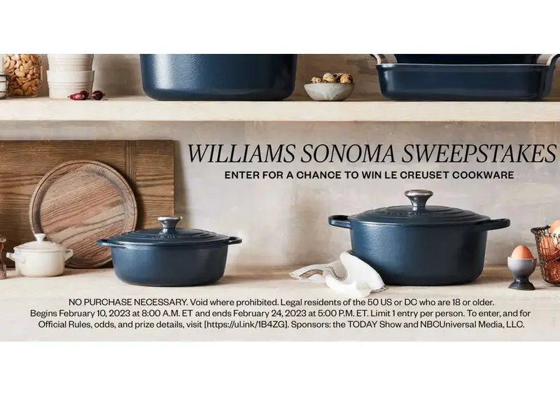 Shop TODAY and Williams Sonoma Le Creuset Sweepstakes - Win a Le Creuset Cookware Set