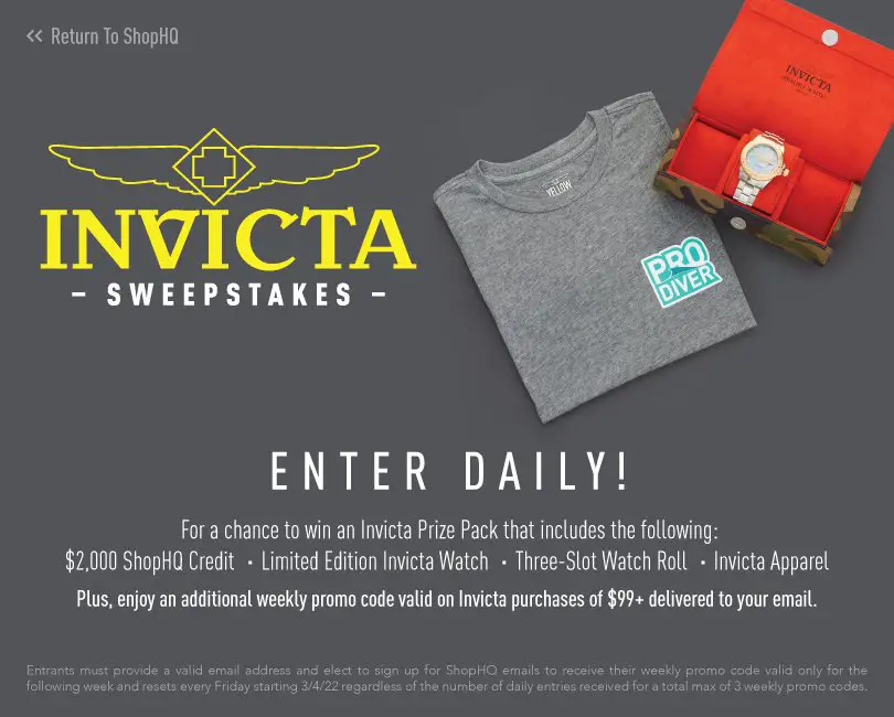ShopHQ Sweepstakes - Win A $2,000 ShopHQ Credit, An 18k Gold Invicta Watch And More