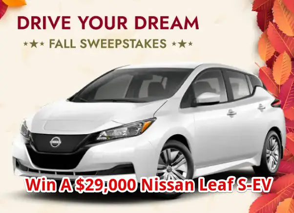 ShopLC Drive Your Dream Fall Sweepstakes - Win $29,000 Nissan Leaf Electric Vehicle