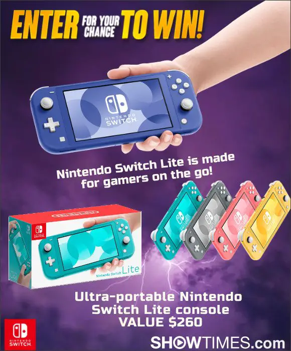 Showtimes Nintendo Switch Lite Sweepstakes - Enter To Win A $260 Nintendo Switch Lite Portable Game