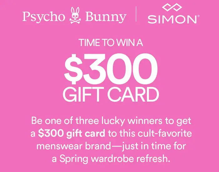 Simon And Psycho Bunny Sweepstakes - Win A $300 Gift Card (3 Winners)