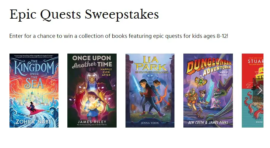 Simon & Schuster Epic Quests Sweepstakes - Win A Collection Of Books Featuring Epic Quests For Kids