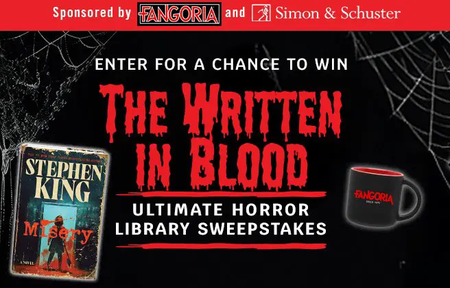 Simon & Schuster Written in Blood Halloween Sweepstakes - Win 17 horror books, 2 horror audiobooks, a trucker hat, & more