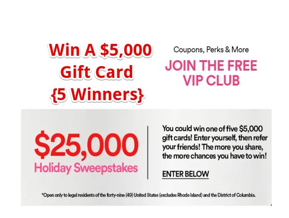 Simon Mall Holiday Sweepstakes 2023 - Win $5,000 Simon Gift Cards! (5 Winners)