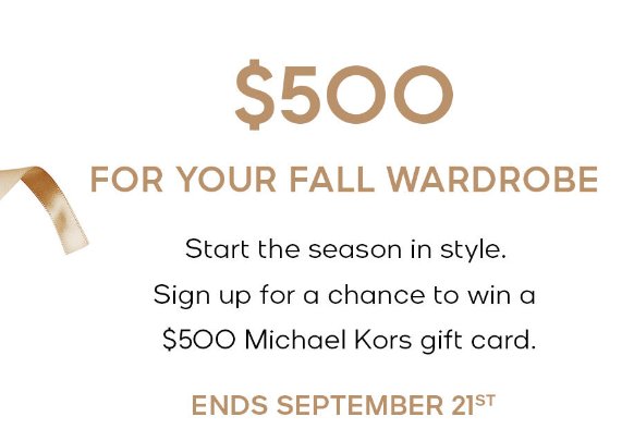Simon Management's Michael Kors Sweepstakes - Win 1 Of 5 $500 Michael Kors Gift Cards