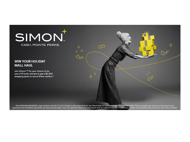 Simon+ Win Your Holiday Haul Sweepstakes - Win A $2,500 Gift Card (10 Winners)