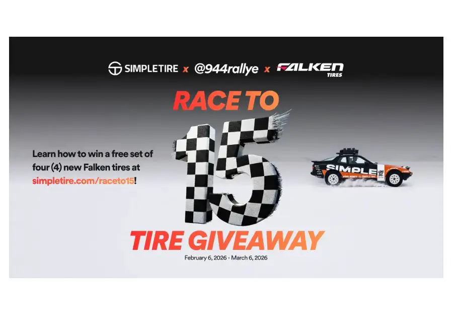 SimpleTire Race to 15 Tire Giveaway - Win A Set Of Tires With Free Installation