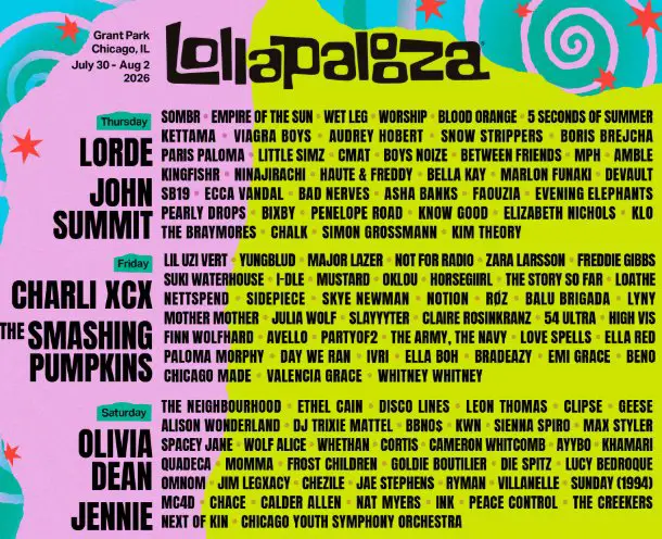SiriusXM Lollapalooza 2026 Festival Sweepstakes - Win A VIP Trip for 2 to the 2026 Lollapalooza Festival