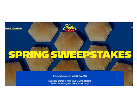 Skyline Chili Spring Sweepstakes - Win a $500 Skyline Chili Gift Card