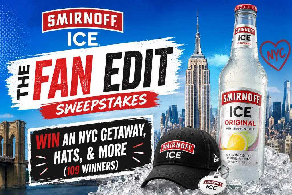 Smirnoff Ice’s The Fan Edit Sweepstakes – Win An NYC Getaway, Hats, & More (109 Winners)