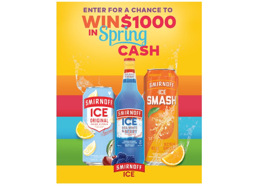 Smirnoff Ice/Smash Spring Cash Sweepstakes - Win A $1,000 Gift Card (10 Winners)