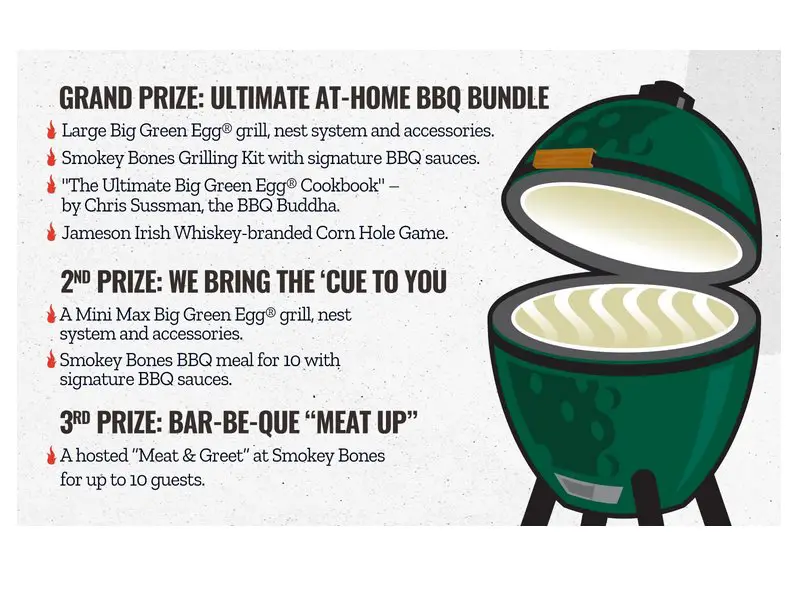 Smokey Bones' Summer Grilling EGG'cellence Flip And Win Game And Sweepstakes - Win A Egg Grill, Discount Coupons And More (Limited States)