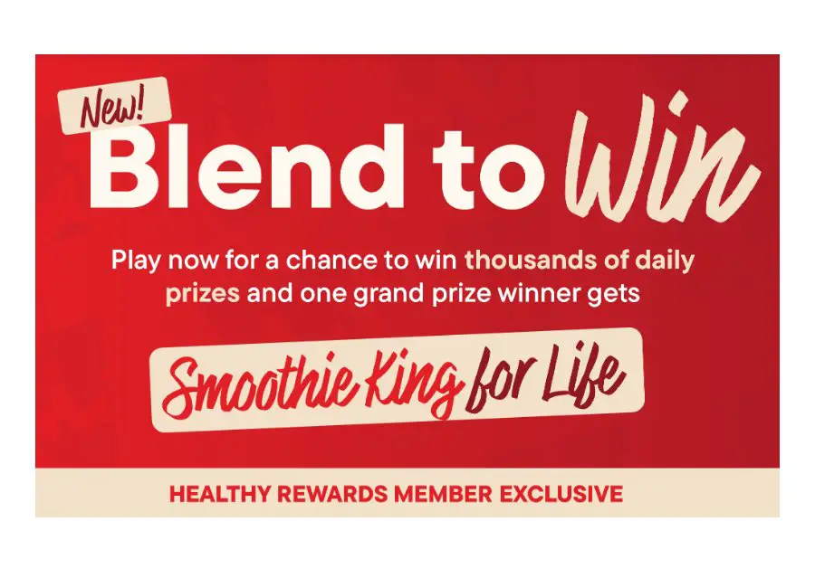 Smoothie King Blend To Win Instant Win Game - Win Gift Card Bundle, Discounts & More