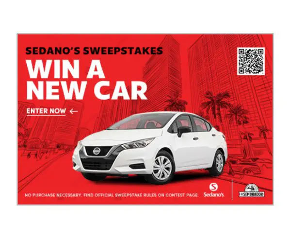 SMRT Solutions Sedano's Sweepstakes - Win A Nissan Sentra Model S