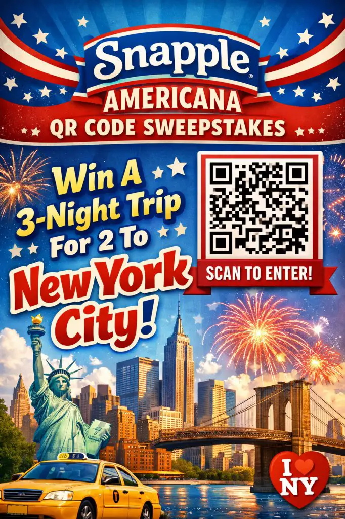 Snapple Americana QR Code Sweepstakes – Win A 3-Night Trip For 2 To New York City
