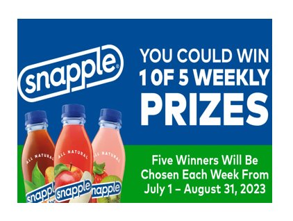 Snapple Kum & Go Sweepstakes –  UP FOR GRABS: Coolers, Sunglasses, Speakers  & More (45 Winners)