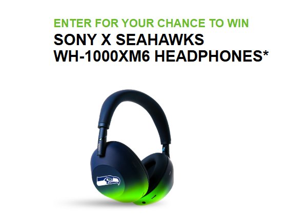 Sony Electronics Seattle Seahawks Headphones Sweepstakes - Sony X Seattle Seahawks Headphones; 5 Winners