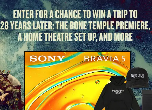 Sony Pictures 28 Years Later Home Entertainment Sweepstakes - Win a Trip for 2 to London for the 28 Years Later: Bone Temple Premiere in London, Sony TV & More.