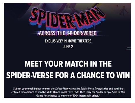 Sony Spider-Man: Across The Spider-Verse Sweepstakes - Win A PS5 Console, 65" LED TV, Gift Cards And More