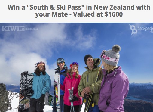 South & Ski Pass In New Zealand Sweepstakes