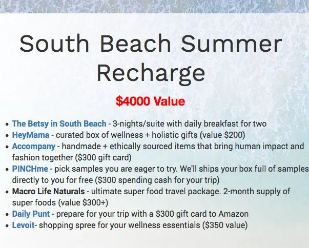 South Beach Summer Recharge Sweepstakes