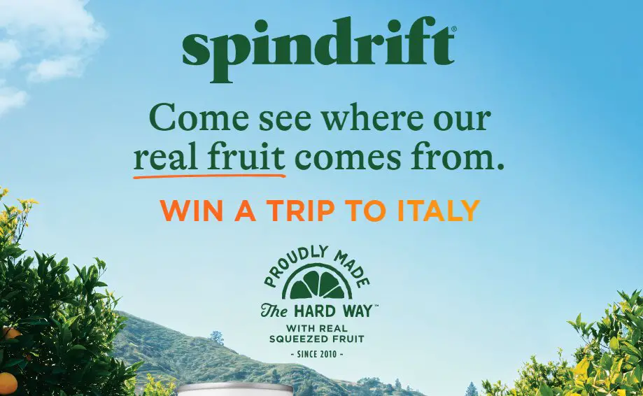 Spindrift Sparkling Sicily Flyaway Contest - Win a trip for 2 to Italy