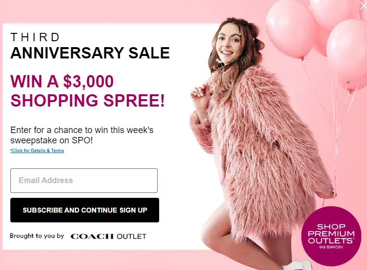 SPO Coach Outlet Anniversary Sale Sweepstakes - Win A $3,000 Shopping Spree