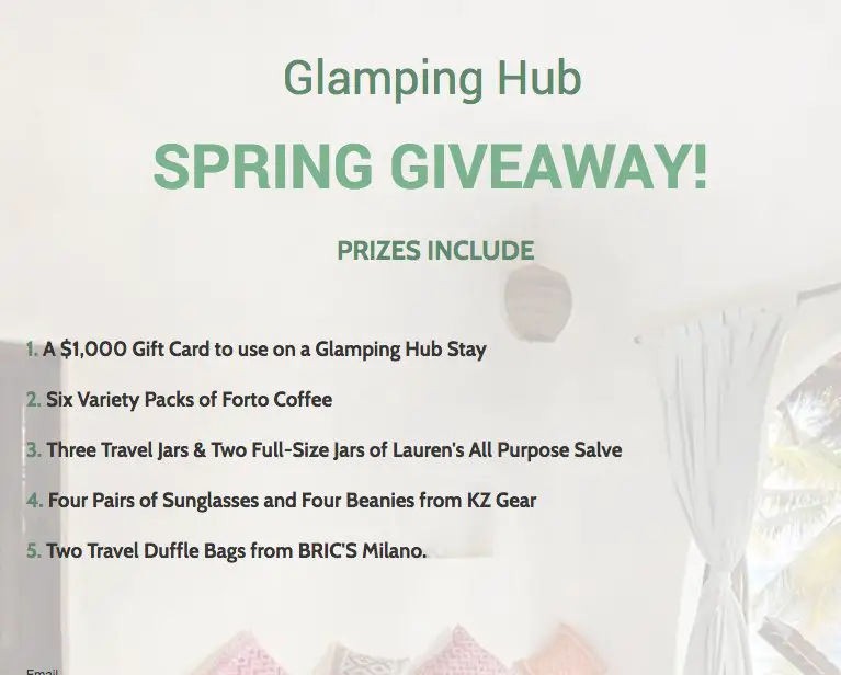 Spring Glamping Giveaway 2018