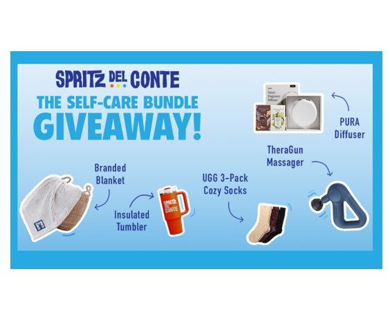 Spritz Del Conte Self-Care Bundle Sweepstakes - Win a massage gun, a tumbler, & more