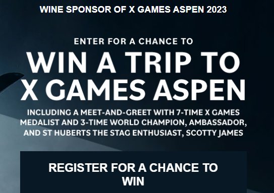 St. Huberts The Stag Winter X Games Aspen Sweepstakes - Win A Trip For 2 To The Winter X Games